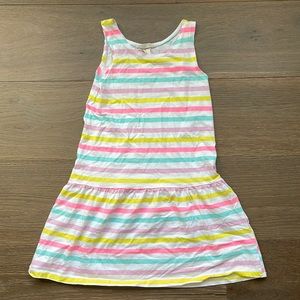 5/$25 NWOT H&M 100% Cotton Pink Yellow Lilac Teal Striped Tank Dress Size 6-8Y